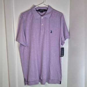U.S. Polo Assn. Men's Luxury Feel Interlock Polo Shirt Lilac Heather Size L NWT